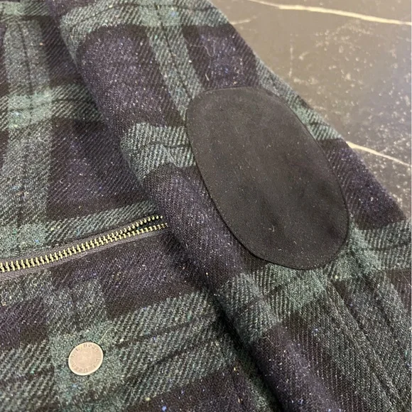 Blackwatch Plaid Wool Blend Snapfront Jacket Blazer Sz Small Stand Collar - Picture 15 of 16